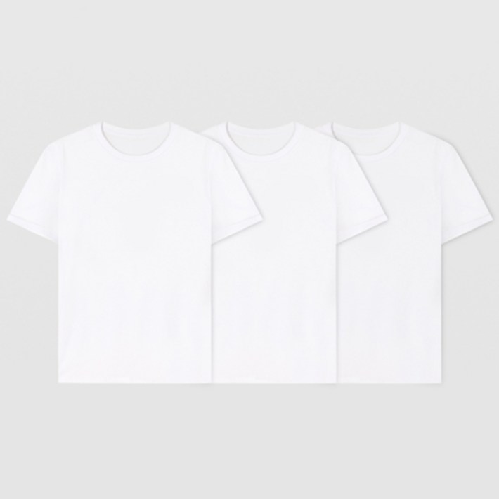 유니패밀리 남녀공용 통기성 순면 베이직 라운드 반팔 티셔츠 3매 세트