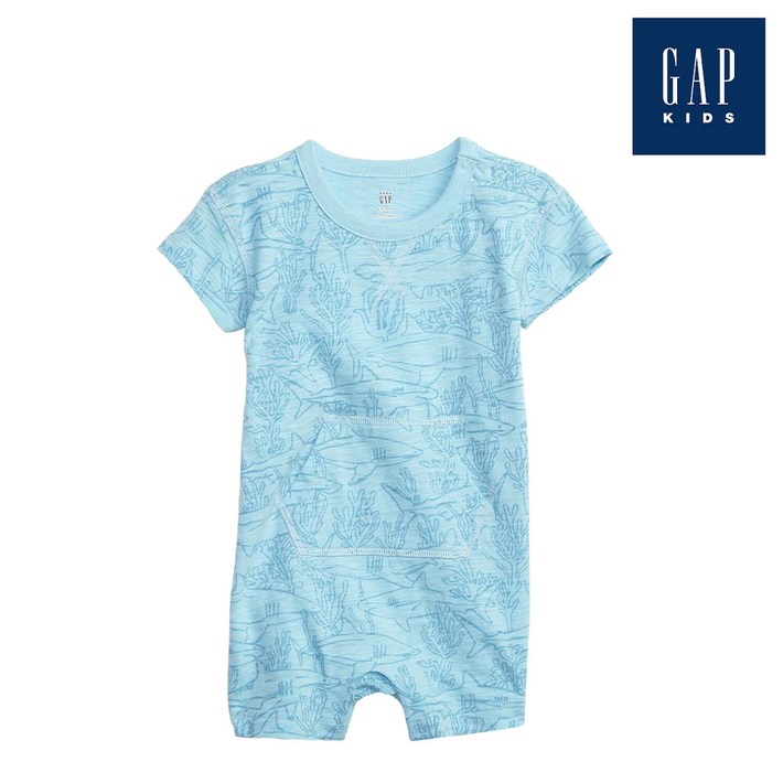 갭키즈 샤크 프린트 코튼 롬퍼869513009BL