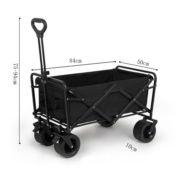 아웃프리 휴대용 접이식 캠핑 여행 트레일러 대용량 부하 225KG 저장 공간 150L 홈 익스프레스 슈퍼마켓 카트 택배 카트 쇼핑 카트, 블랙, 1개