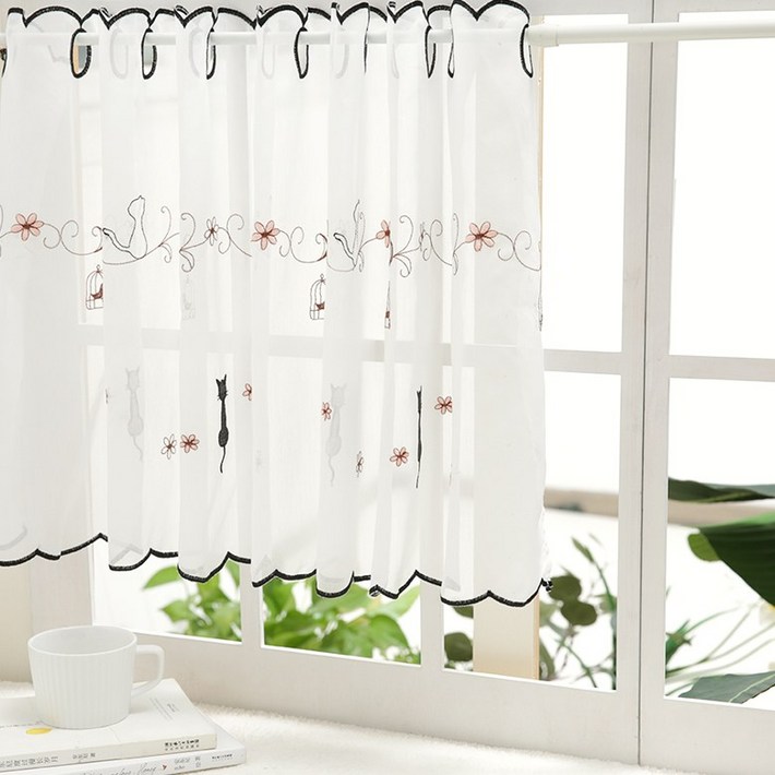 5종자수 바란스커튼 주방가리개커튼