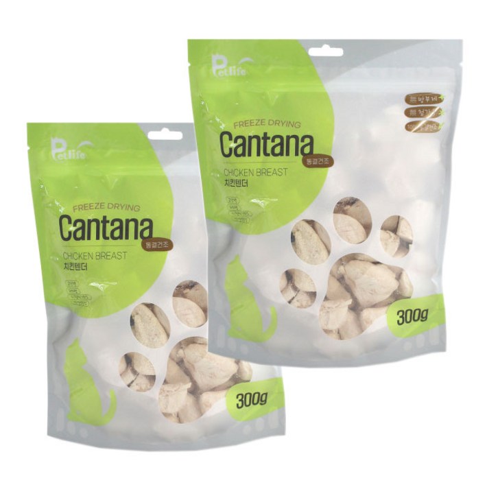 펫라이프 칸타나 동결건조 치킨텐더300g x2개, 2개, 300g