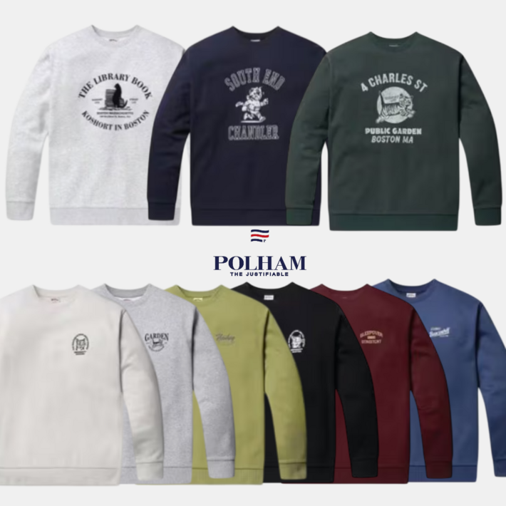 백화점발송폴햄 코숏 플리스 그래픽 맨투맨 VU012006 남성용 간절기 데일리 맨투맨티셔츠