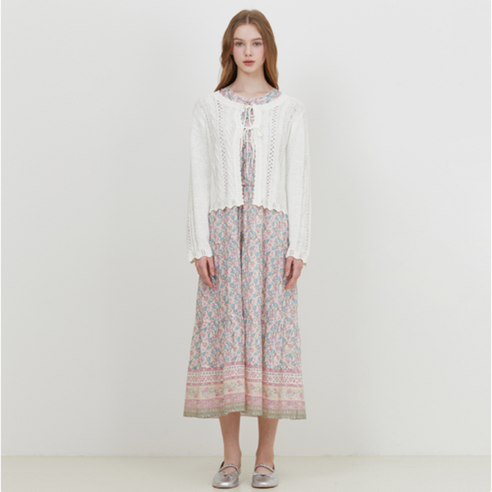 써스데이아일랜드2025 SS 크로쉐 끈여밈 가디건 T252MCD145W 647682