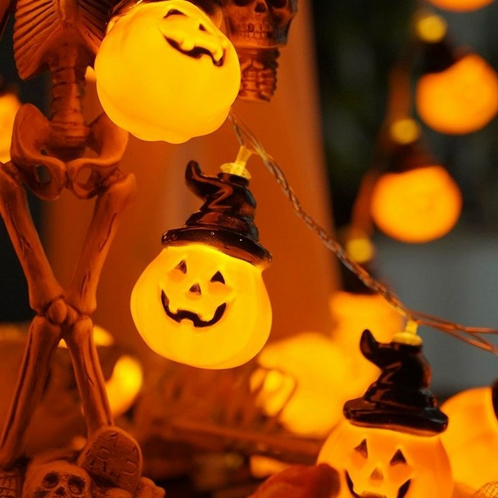 샤요유 할로윈소품 잭오랜턴 호박, 해골 장식 조명