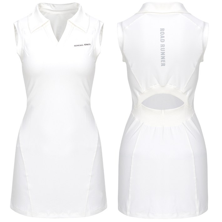 여성 브이넥카라 백트임 포인트 골프 테니스 원피스 GF0205