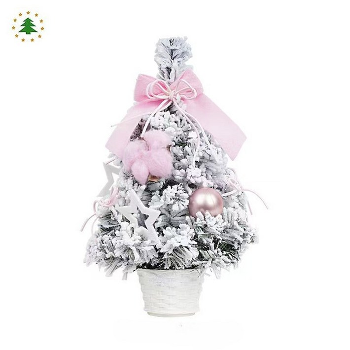 트리 핑크 크리스마스 데코 미니 장식용 30 리본 화분 덮인 IDAD 40CM
