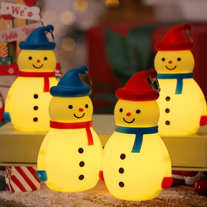 iSefoyo크리스마스 LED 장식 조명 눈사람 무드등 4개 세트 SDXR7, 4개, 눈사람 A타입