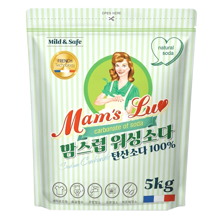 맘스럽 워싱소다 탄산소다 초강력 세탁보조제 100 탈취인증, 5kg, 1개