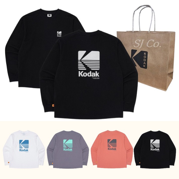 백화점판 코닥 긴팔 티셔츠 빅로고 그래픽  선물 쇼핑백