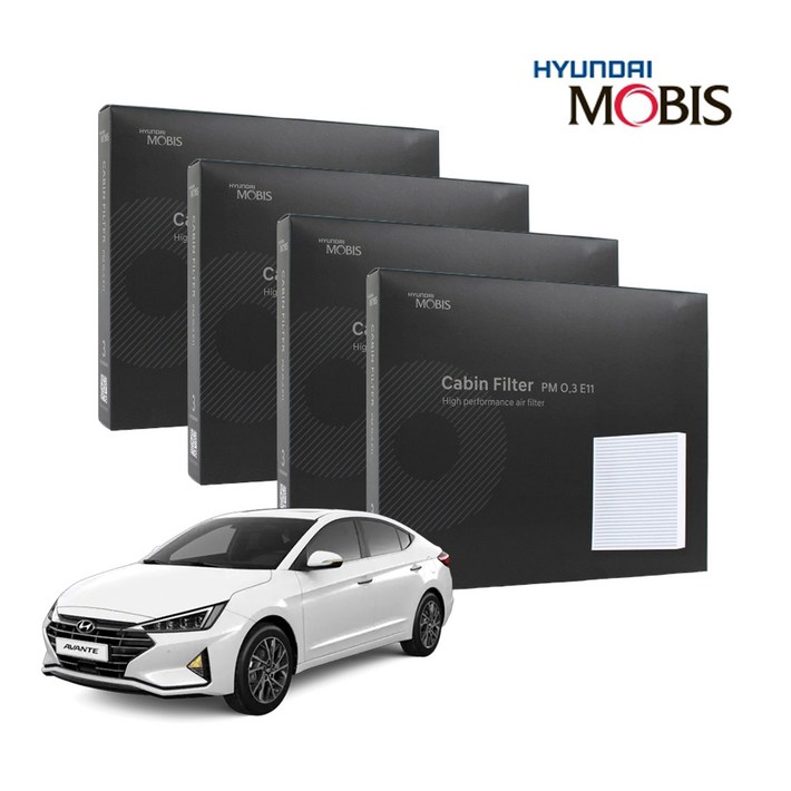 현대모비스 정품 프리미엄 에어컨필터 2년분 4개입 아반떼AD 전용 2015년2019년식 적용