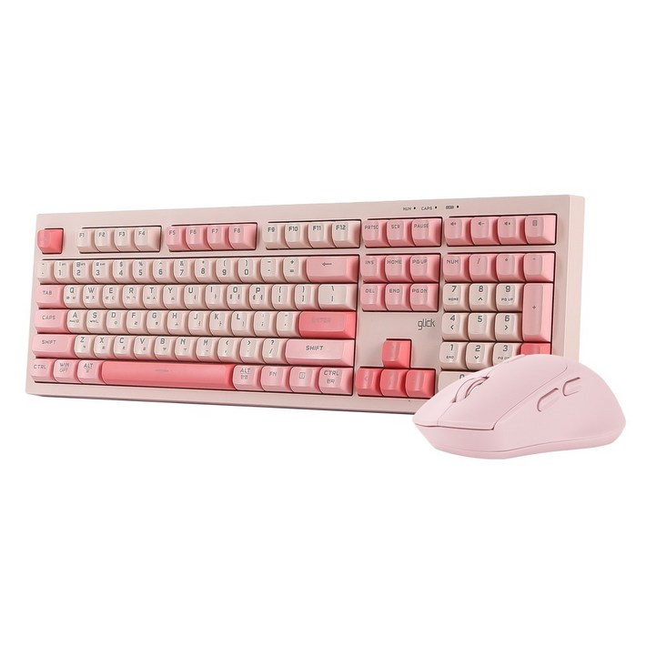 지클릭커 오피스프로 WMK50 사일런스 M 무소음 무선 블루투스 108 키보드 마우스 세트, 일반형, Pink 108키, WMK50