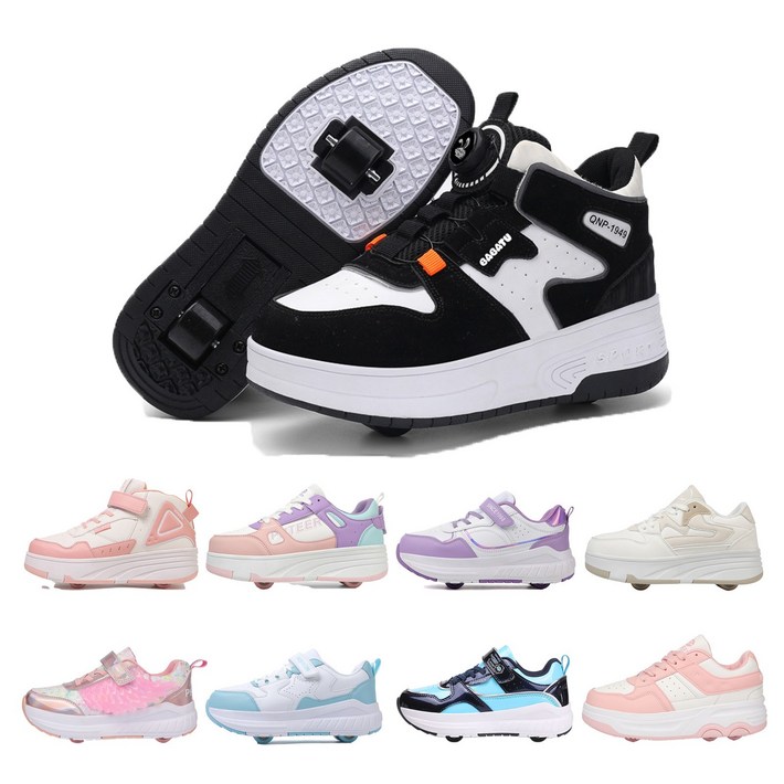 PHTEER 롤러슈즈 하이탑 바퀴달린운동화 롤러스케이트 2륜 T01, 1개, 블랙