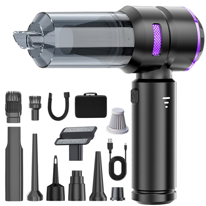 최신형Voltmate 휴대용 무선 에어건 청소기 차량 가정 야외 흡취일체형 다기능 청소기 LED 전량 표시 BLDC 브러시리스 16000Pa TypeC 포트 진공 포장