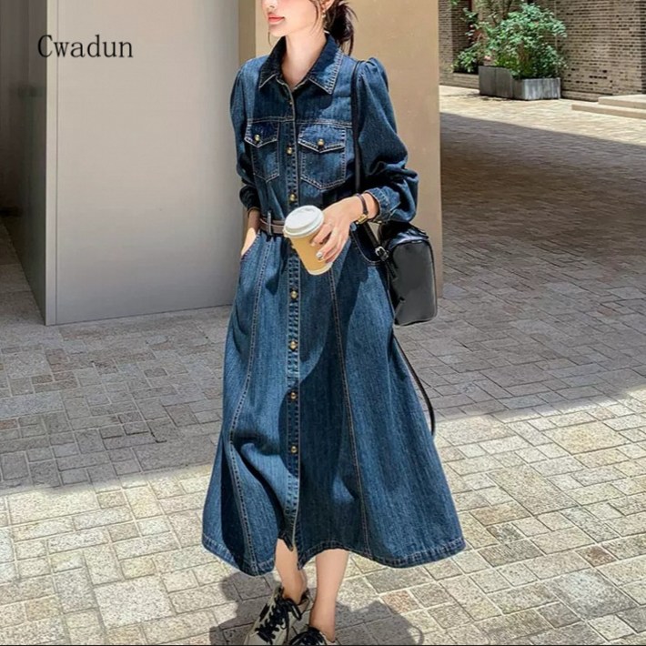 Cwadun 가을 패션 트렌드 고급스러운 원피스 여성 YUA39