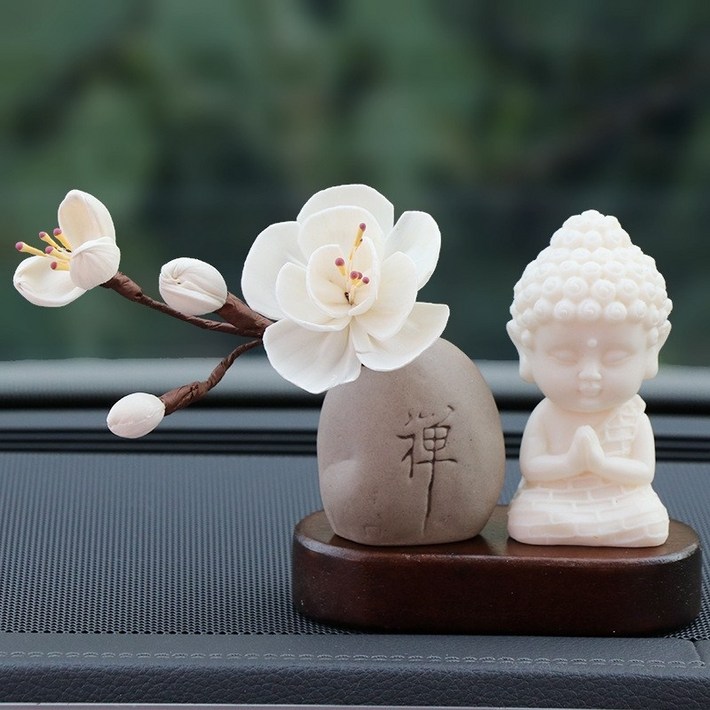 미니부처 아기부처님 금불상 좌불상 연꽃 오브제 차량 액막이 장식품, 1개