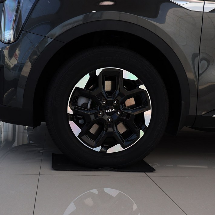 비브랜드와이앤유18인치 타이어 홀로그램 휠마스크 스티커 긁힘방지 보호필름 신형 더뉴쏘렌토 MQ4 호환, 블랙홀로그램