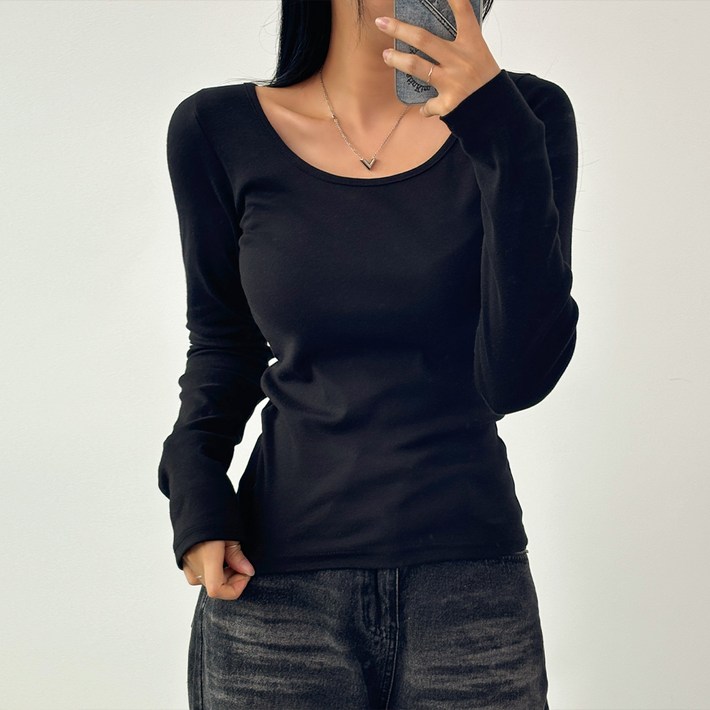 여성용 기본 티셔츠 베이직 무지 긴팔티 이너티 6color 7A8