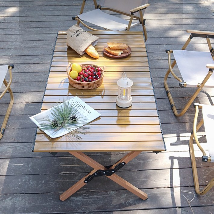 120cm 접이식 다기능 캠핑 테이블시즌 변경 청산, 목재 색상