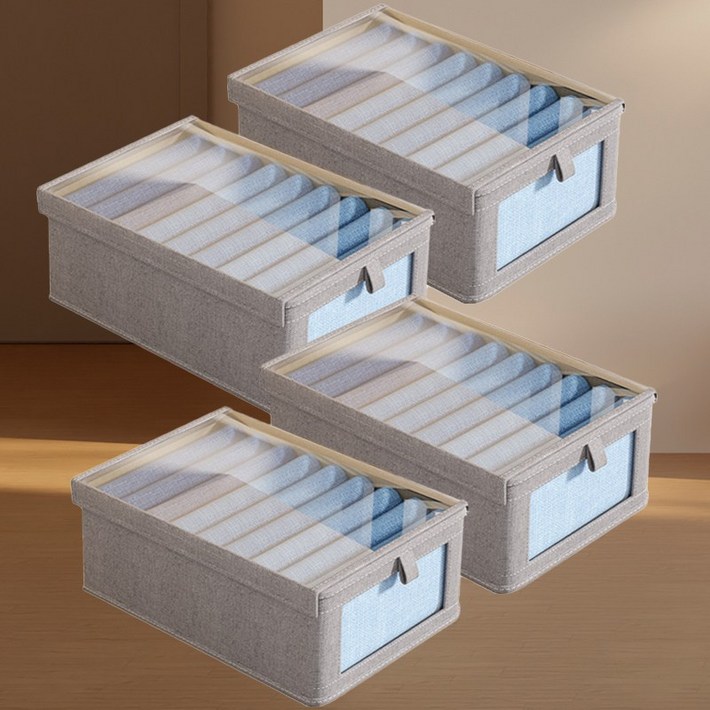 디모어 투명 커버 분리 수납 옷장 다용도 정리함, 4개, 그레이