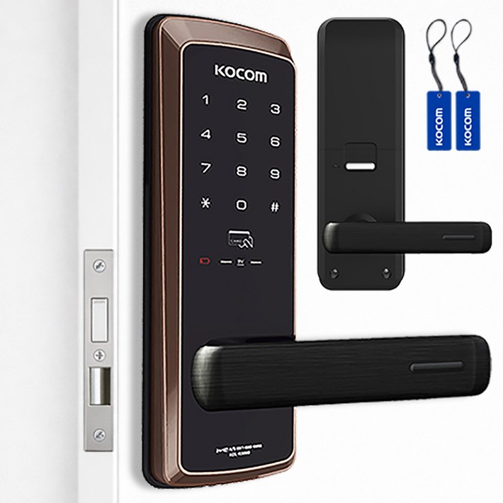 코콤 KDLR3000 2way 미니 주키 레버형 무타공 디지털도어락 카드키 번호키 현관문