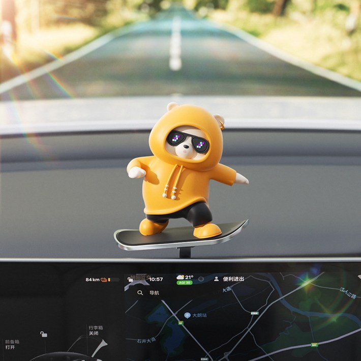 코코카템 차량용 내부 네비게이션 인테리어 소품 장식 피규어, 1개, 디스플레이형허니 옐로우