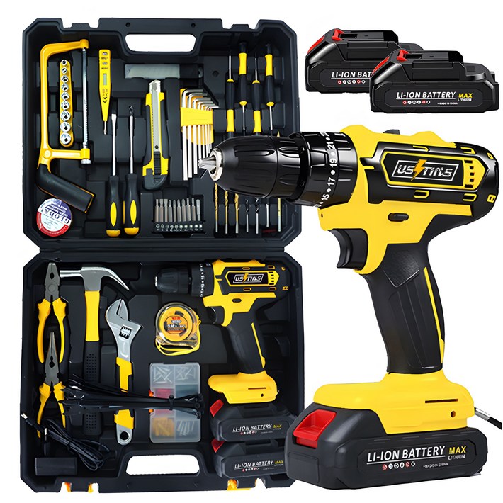 우스틴스 20V 리튬이온 충전 햄머 전동드릴세트 가정용 공구풀세트, 1개