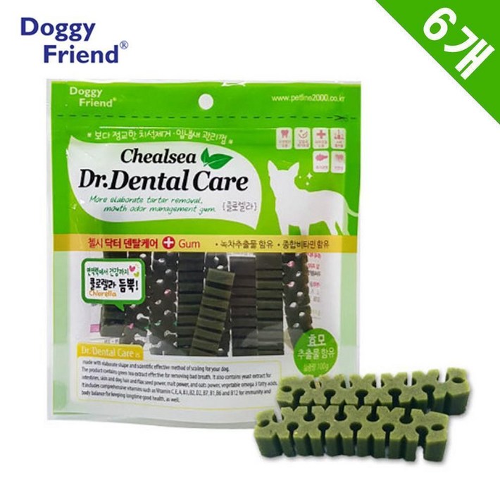 면역강화 강아지 치석제거 양치껌 덴탈츄 6봉 애견껌 덴티스츄