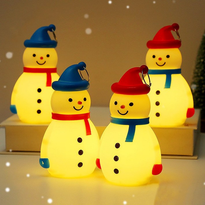 Hyades 크리스마스 LED 장식 조명 눈사람 무드등 4개 세트, 4개