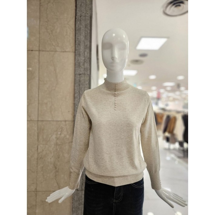 밸리걸 버튼업 하이넥 겨울 니트 614690