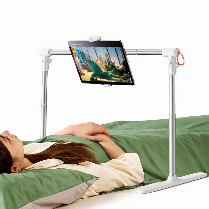 스틸리 접이식 침대 태블릿 스탠드 높이 폭 조절 가능 누워서 휴대폰 핸드폰 아이패드 누움 스탠드 CT13, 1개, 화이트, 누움 스탠드  CT13