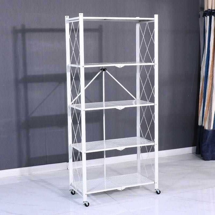 코코데모 원터치 접이식 폴딩 철제 선반 이동식 베란다 선반 바퀴달린 수납장 펜트리