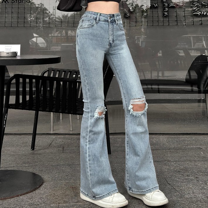 대박난박양 디스트로이드 스판 부츠컷 청바지