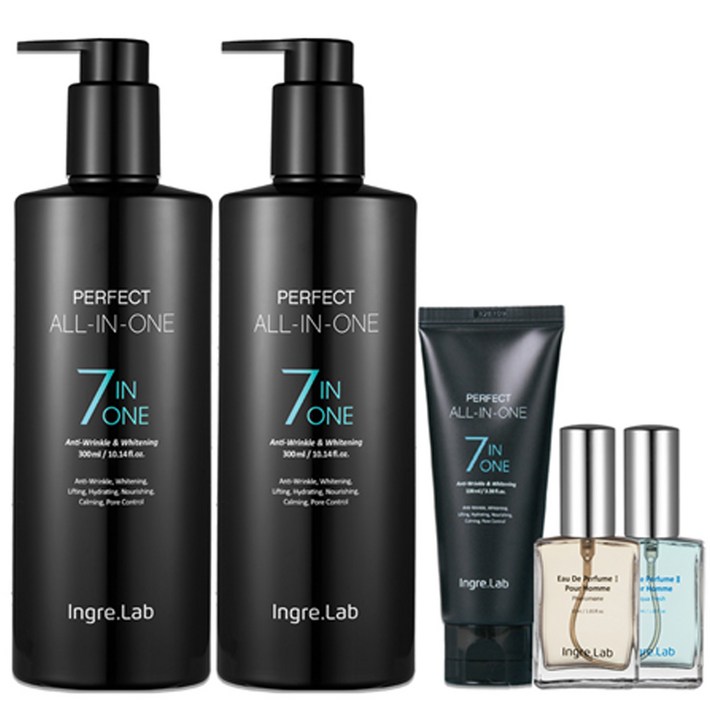 온니판다 TV홈쇼핑 히트상품 인그리랩 퍼펙트 올인원 7in1 남성화장품 기초부터 보습까지 스킨 로션 에센스 수분크림 아이크림 주름 미백 저자극 기능성 남성용, 1개, 730ml