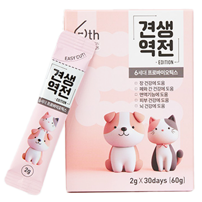 이퀄펫 X 견생역전  6세대 프로바이오틱스 고양이 강아지 겸용 영양제, 6세트, 눈물개선눈건강장건강, 30회분