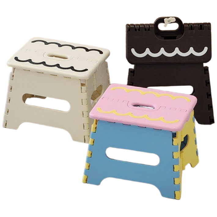 안전잠금 접이식 의자 간이 미니의자 플라스틱 소형 발받침 스툴 체어, 핑크, 1개