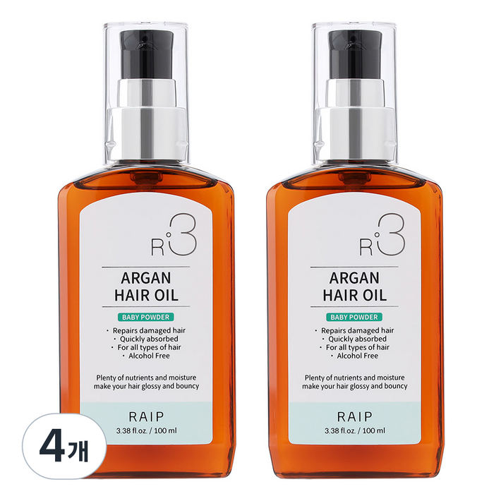 라입 R3 아르간오일 헤어에센스 베이비파우더, 100ml, 4개