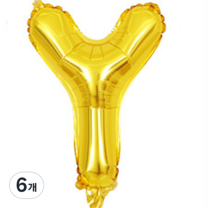 팡파티 레터링 알파벳 풍선 Y 40cm, 골드, 6개