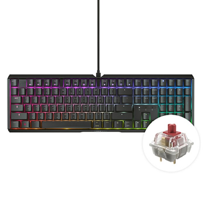 체리키보드 MX 3.1 RGB MX2A 축 게이밍 기계식 키보드, 저소음 적축, 블랙, G803890HHAKR2 체리키보드 MX 3.1 RGB MX2A 축 게이밍 기계식 키보드, 저소음 적축, 블랙, G803890HHAKR2