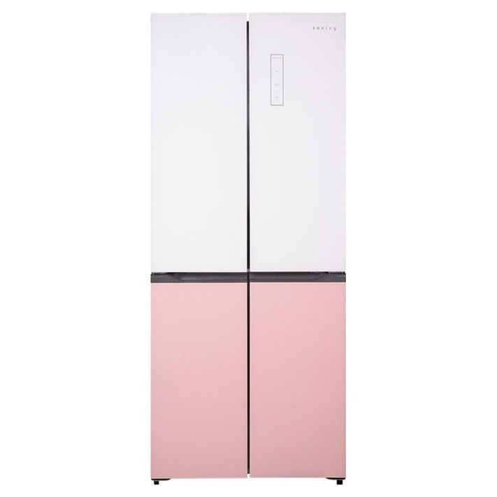 쿠잉전자 글램 글라스 대용량 418L 양문형 4도어 냉장고 방문설치, MD405GWP