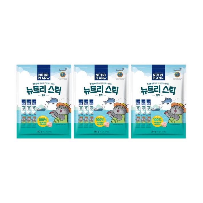 동원뉴트리플랜 고양이 뉴트리 스틱 짜먹는 간식, 참치, 280g, 3개 동원뉴트리플랜 고양이 뉴트리 스틱 짜먹는 간식, 참치, 280g, 3개
