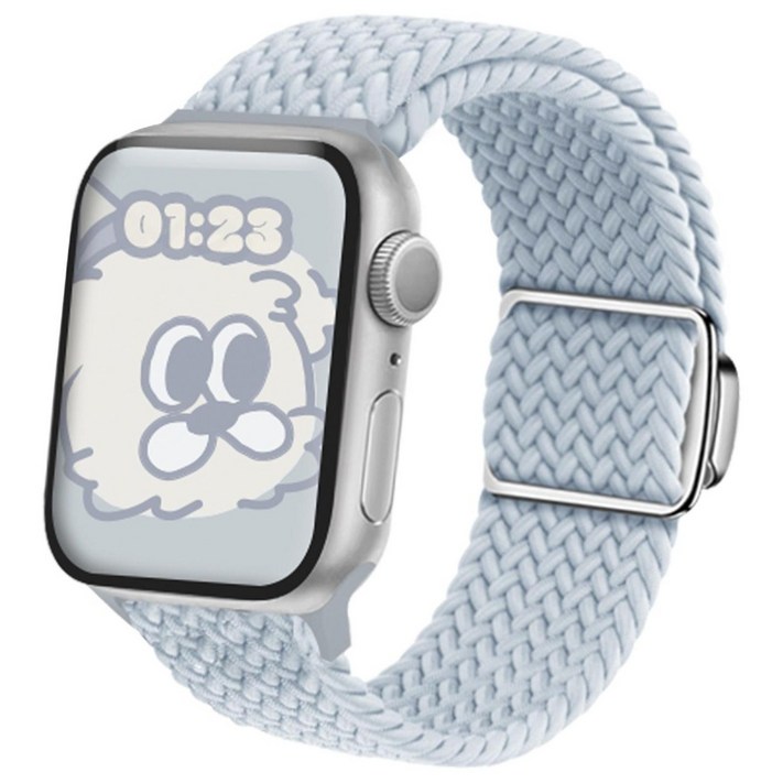 애플워치 호환 브레이드 솔로루프 스트랩 밴드, 스카이블루, 1개