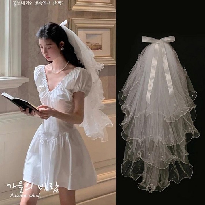FANSYLI 웨딩헤어핀,웨딩헤어핀,면사포 웨딩베일 셀프웨딩촬영,웨이브 리본 웨딩 베일 면사포 ,예식용품0508F01 FANSYLI 웨딩헤어핀,웨딩헤어핀,면사포 웨딩베일 셀프웨딩촬영,웨이브 리본 웨딩 베일 면사포 ,예식용품0508F01