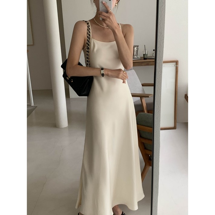 NEW컬러추가 루어스룸 샤이니 새틴 실크 슬립 스트랩 민소매 나시 뷔스티에 a라인 플레어 빅사이즈 임산부 맥시 롱 원피스