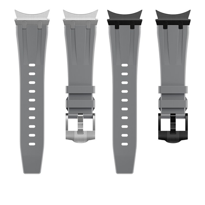 엔인원 갤럭시워치 호환 실리콘 스트랩 원터치 메탈 커넥터 스포츠 밴드 시계줄, 블랙그레이
