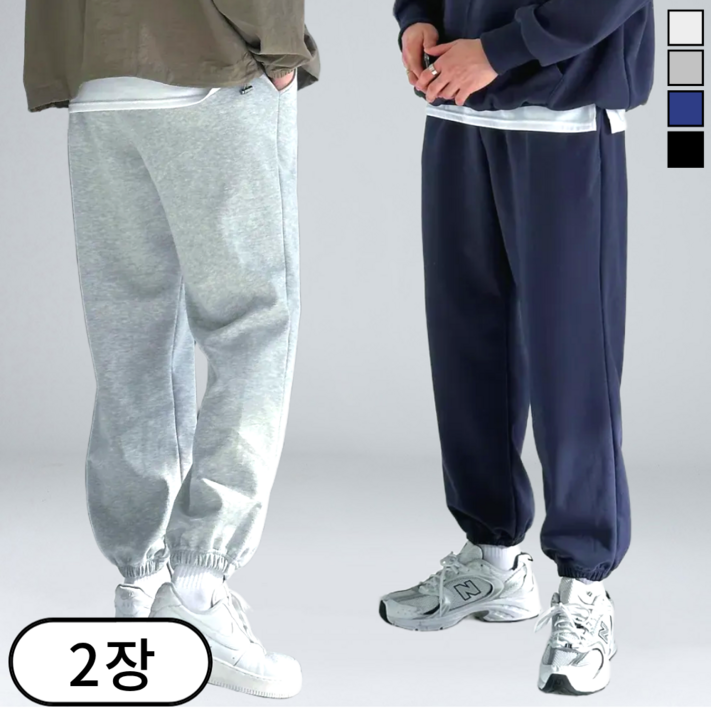 11 2장 묶음 이브 남성용 오버핏 베이직 무지 빅사이즈 조거 팬츠 4color 60772
