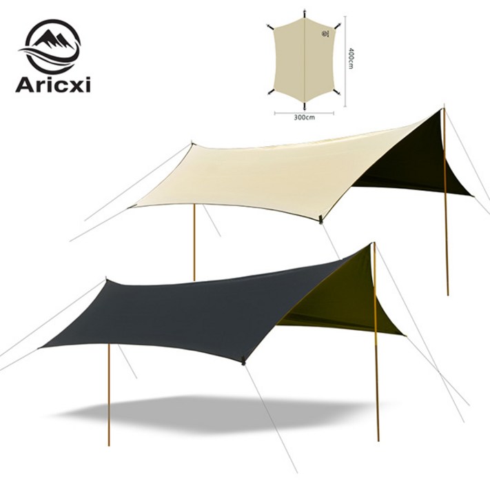 아릭시 Aricxi 210T 블랙 코팅 베이지 양면 헥사 타프 캠핑 비박 차박 그늘막 경량 여행 백팩킹