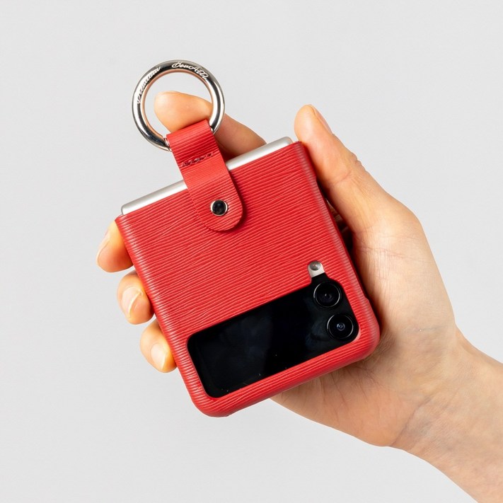 본아띠 링머서 천연소가죽 클래식 갤럭시 Z플립4 3 2 1 고리 링 핸드폰케이스