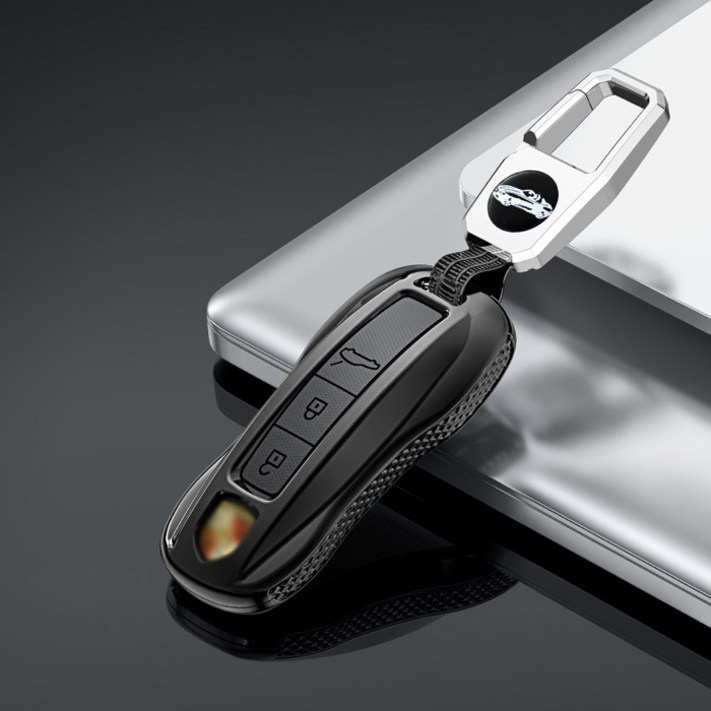 란닝비아 호환 포르쉐 차키케이스 프리미엄 자동차키케이스, 차키케이스키단추, 블랙