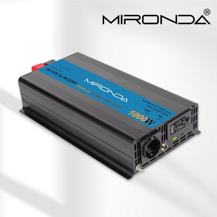 순수정현파 차량용 인버터 MIRONDA 캠핑용 차박 한국형 KC인증, 60hz 12V24V 220V ST용량 1000W, 1개 순수정현파 차량용 인버터 MIRONDA 캠핑용 차박 한국형 KC인증, 60hz 12V24V 220V ST용량 1000W, 1개