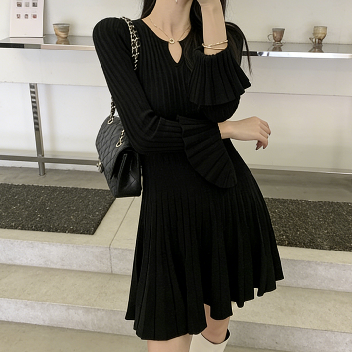 여성 골지 니트 원피스 슬림핏 A라인 오피스룩 데이트룩